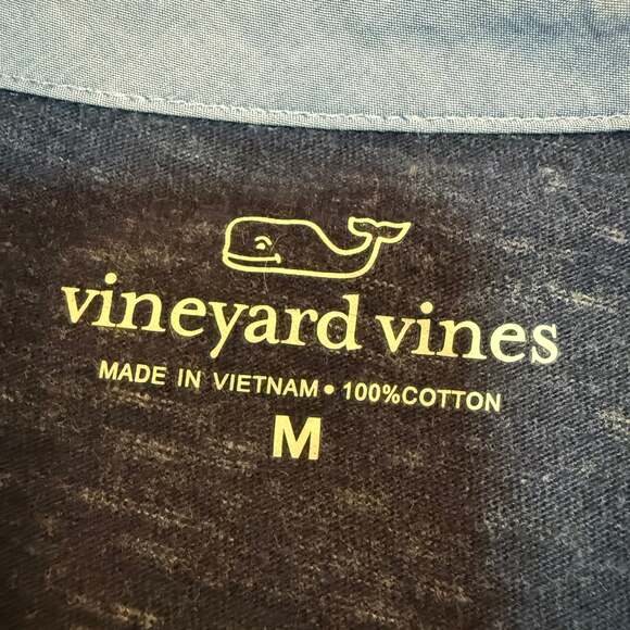 Vineyard Vines Men’s Polo Shirt Navy Blue Heathered Cotton Size M - Picture 2 of 3